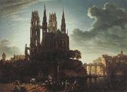Karl friedrich schinkel Gothic Cathedral by the Waterside (mk450 oil painting picture wholesale